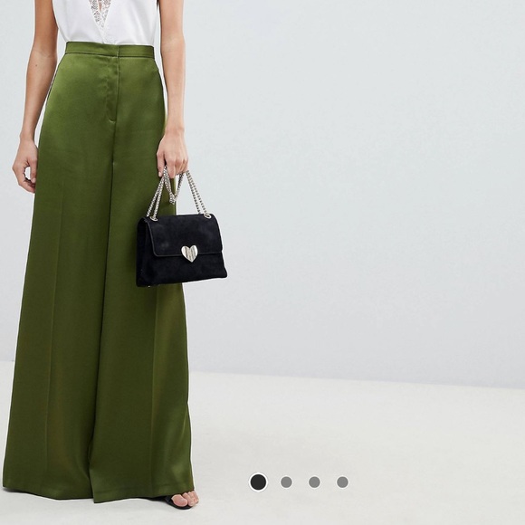 ASOS Pants - HOST PICK! ASOS DESIGN SATIN WIDE LEG PANTS US 14